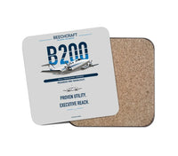 Thumbnail for Beechcraft King Air B200 design on light gray 1 piece coaster