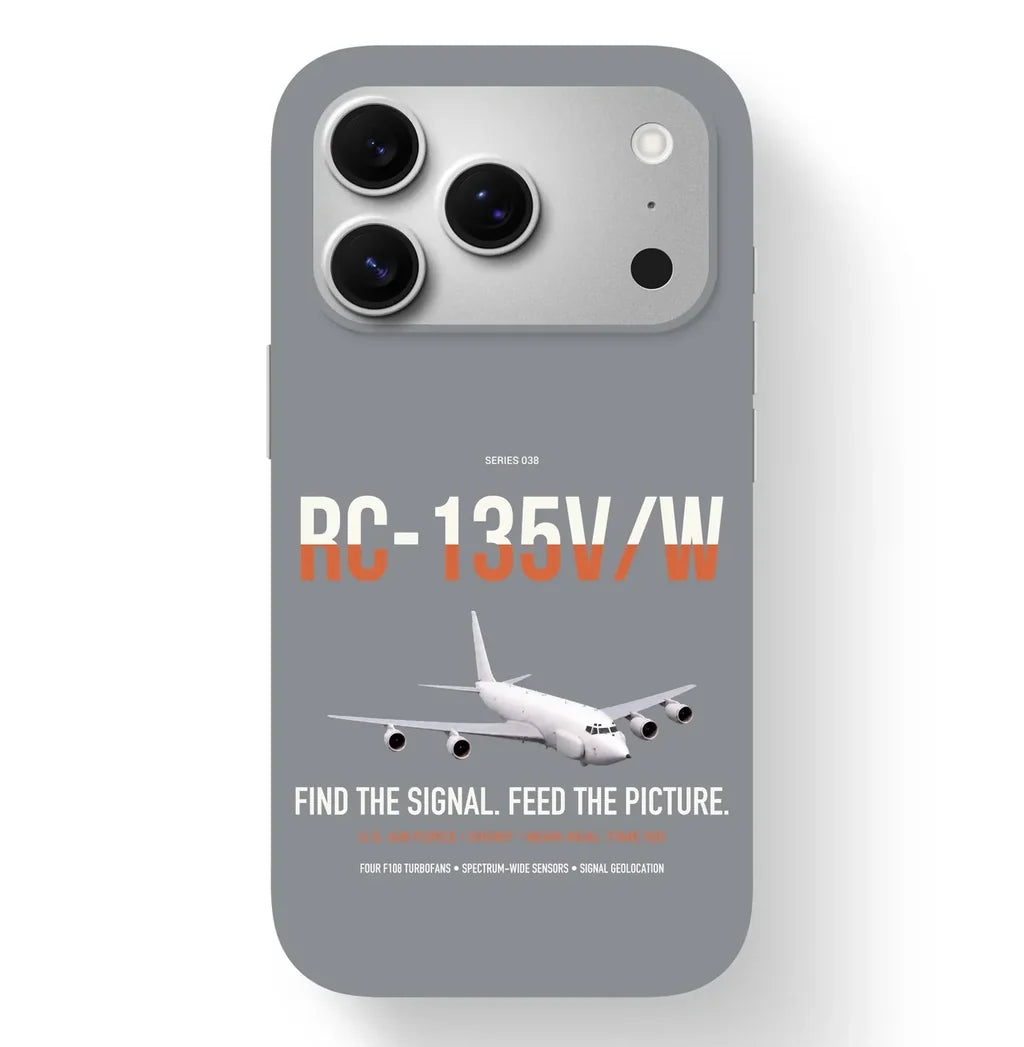 RC-135V W Rivet Joint design on gray magsafe iphone case, for iPhone 17 Pro