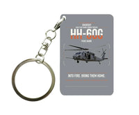 Thumbnail for Sikorsky HH-60G Pave Hawk design on gray designed key chain, double-side print