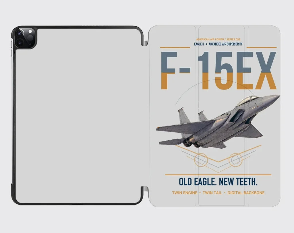 F-15EX Eagle II design on light gray ipad tablet case
