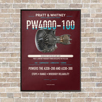 Thumbnail for PW4000-100 vertical canvas print - framed - dark red background
