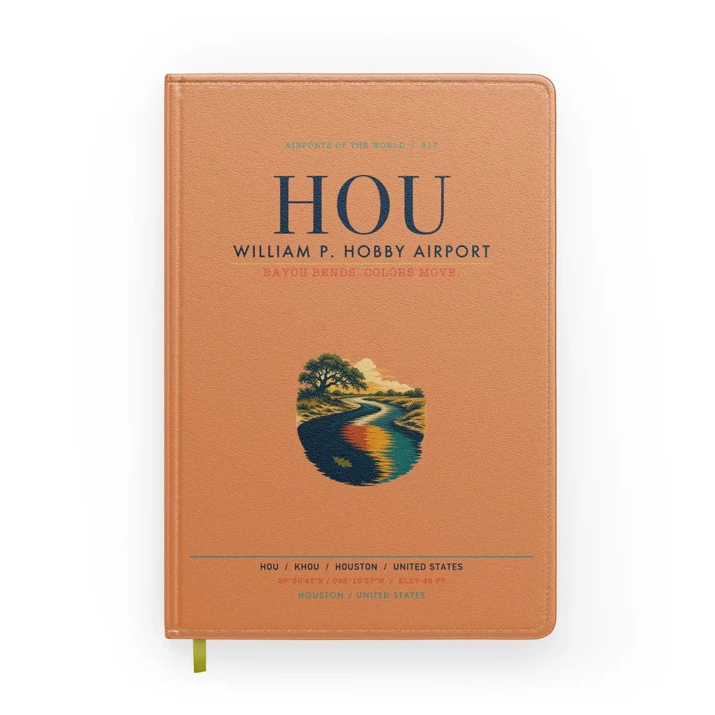 William P. Hobby Airport (HOU) design on orange notebook