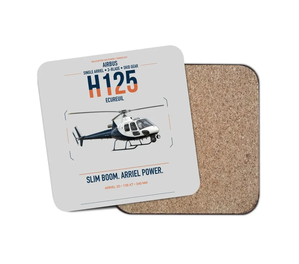 Airbus H125 design on light gray 1 piece coaster