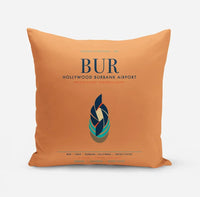 Thumbnail for Hollywood Burbank Airport (BUR) design on orange pillow