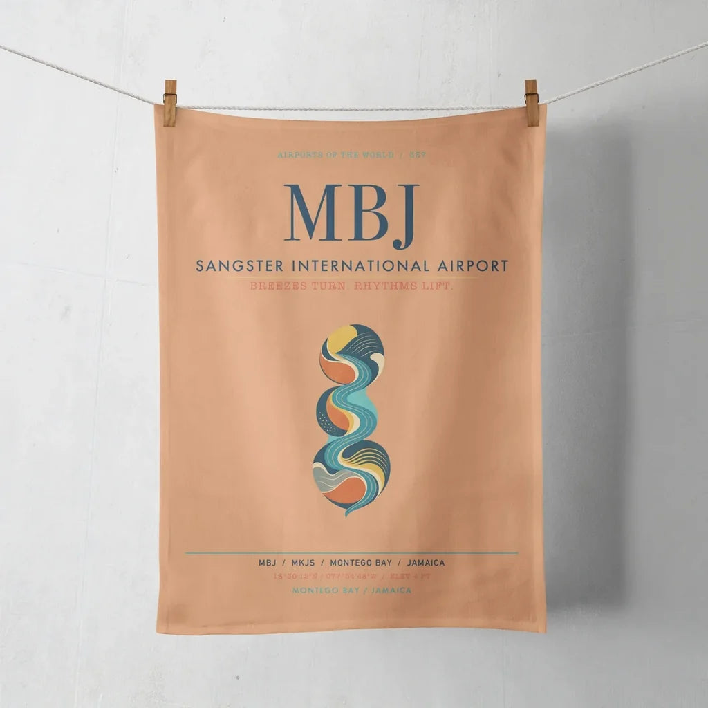 Sangster International Airport (MBJ) design on orange towel