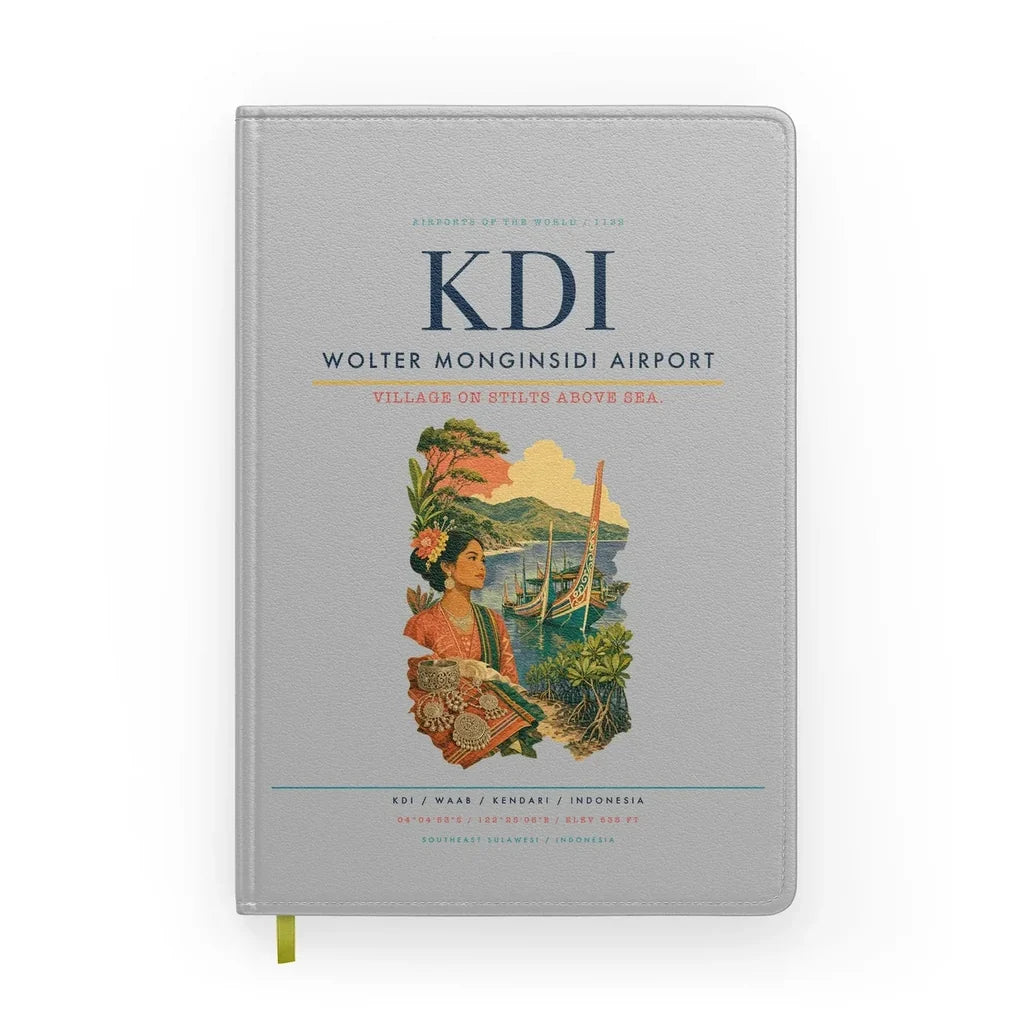 Wolter Monginsidi Airport (KDI) design on light gray notebook