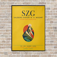 Thumbnail for Salzburg Airport SZG vertical canvas print - framed - yellow background