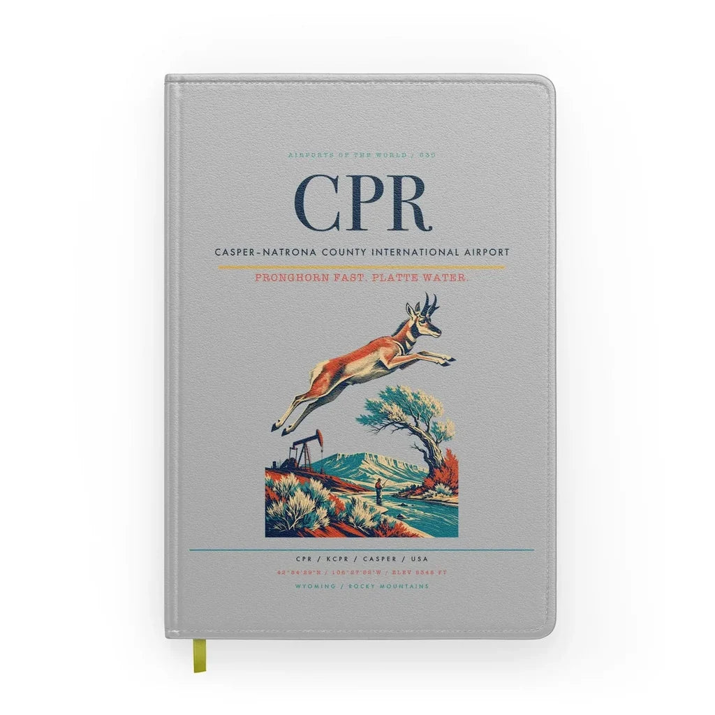 Casper–Natrona County International Airport (CPR) design on light gray notebook