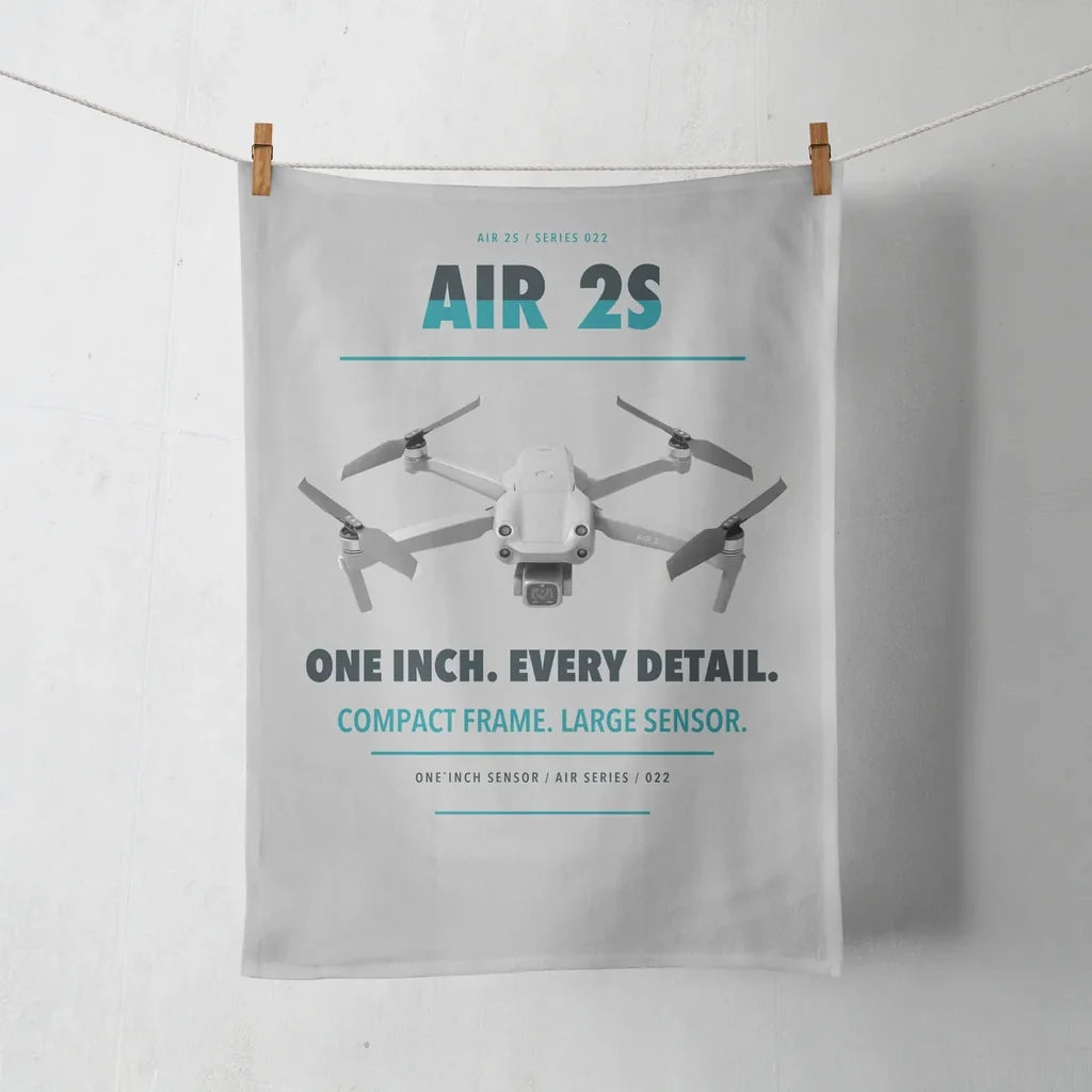 DJI Air 2S design on light gray towel