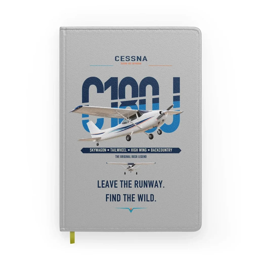 Cessna 180J Skywagon design on light gray notebook