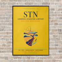 Thumbnail for London Stansted Airport STN vertical canvas print - framed - yellow background