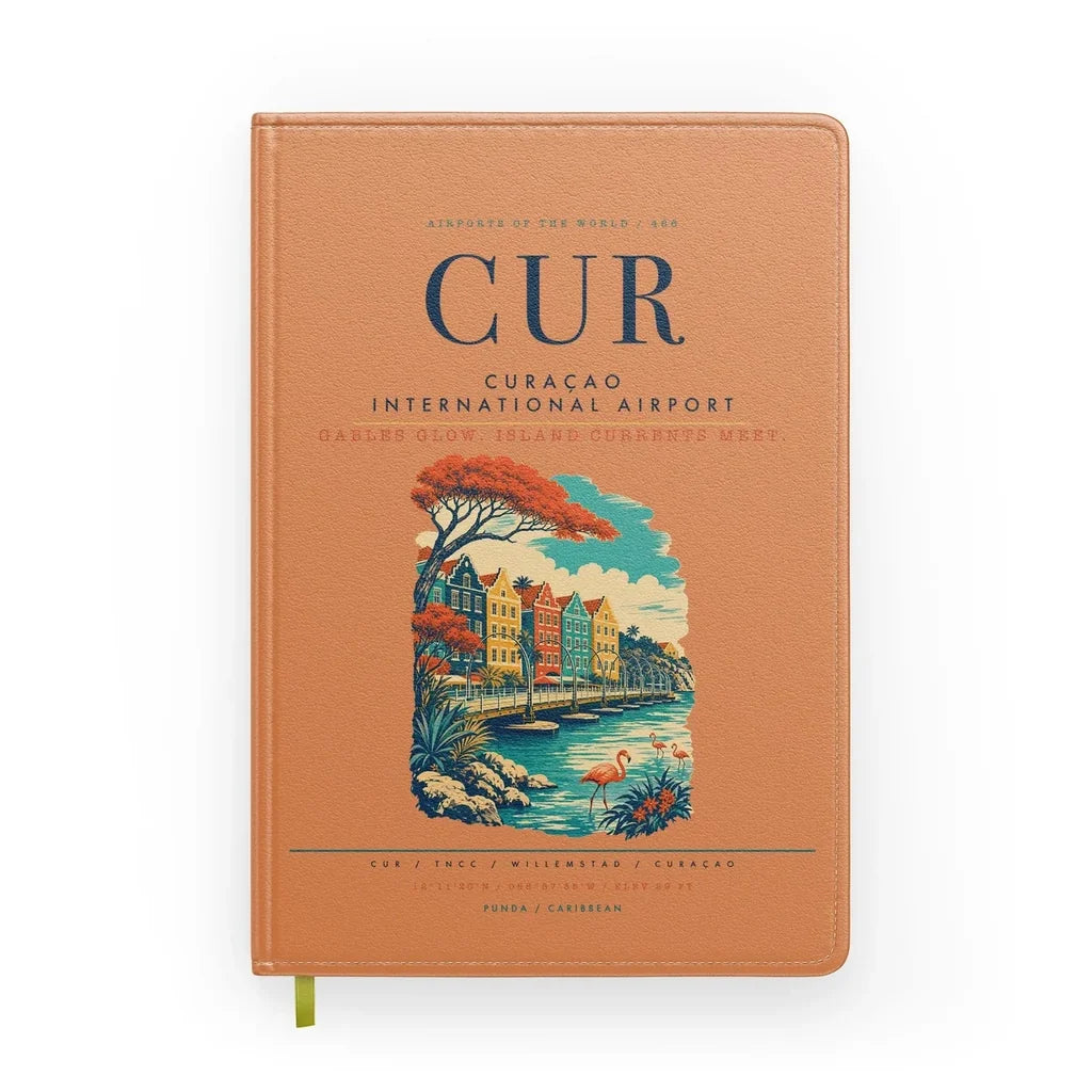 Curaçao International Airport (CUR) design on orange notebook