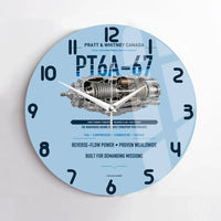 Thumbnail for PT6A-67 design on light blue no frame wall clock