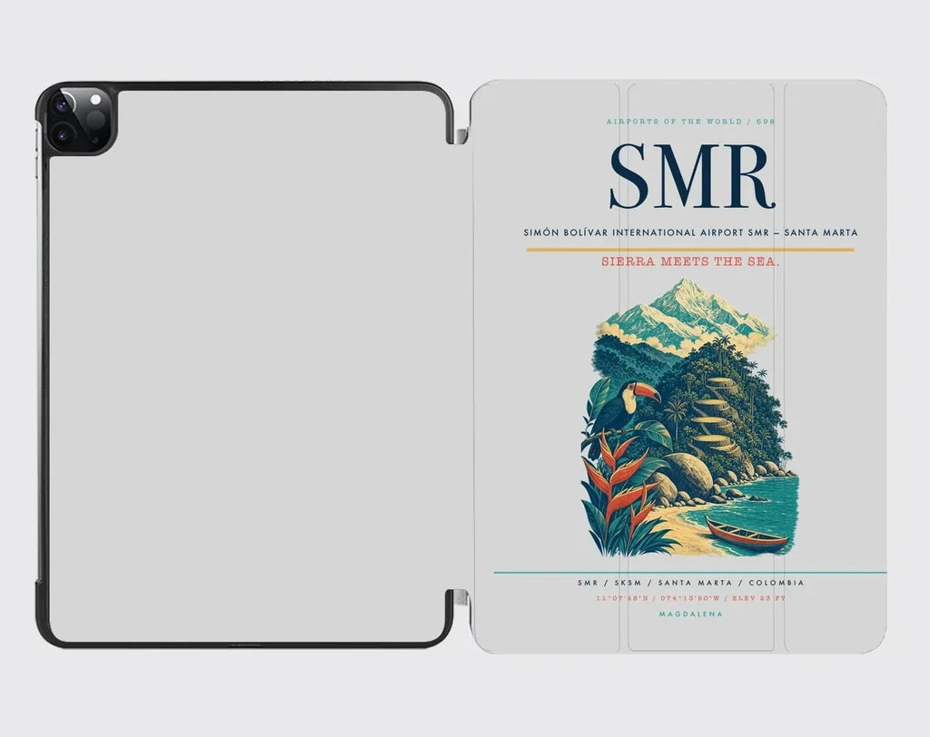 Simón Bolívar International Airport (SMR) design on light gray ipad tablet case