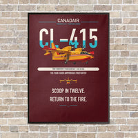 Thumbnail for Canadair CL-415 vertical canvas print - framed - dark red background