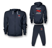 Thumbnail for If You're Cool You're Probably a Pilot Zipped Hoodie - Dark Blue