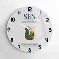Thumbnail for South Bend International Airport (SBN) design on light gray no frame wall clock