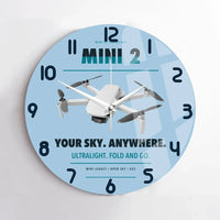 Thumbnail for DJI Mini 2 design on light blue no frame wall clock