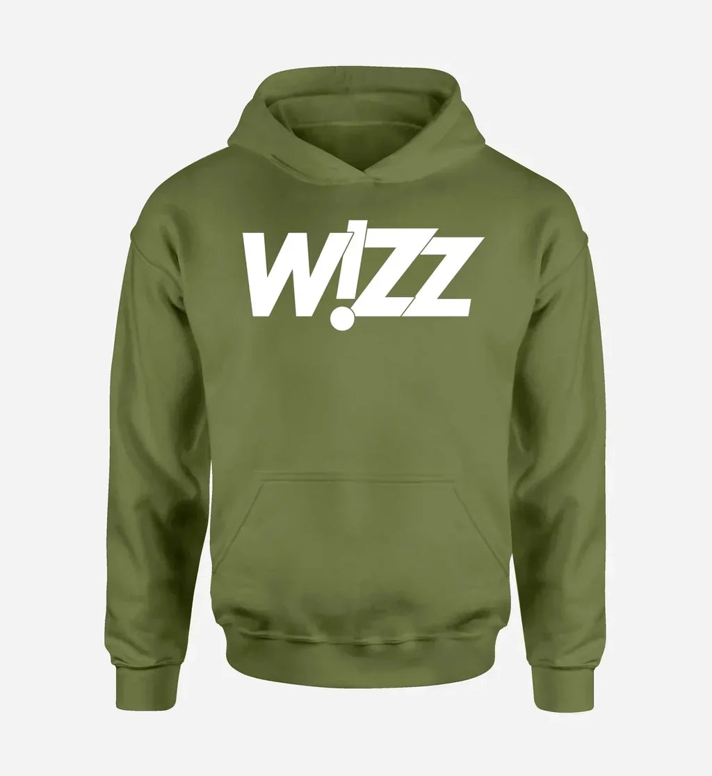 Wizz Airlines logo on green army single side hoodie