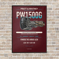 Thumbnail for PW1500G vertical canvas print - framed - dark red background
