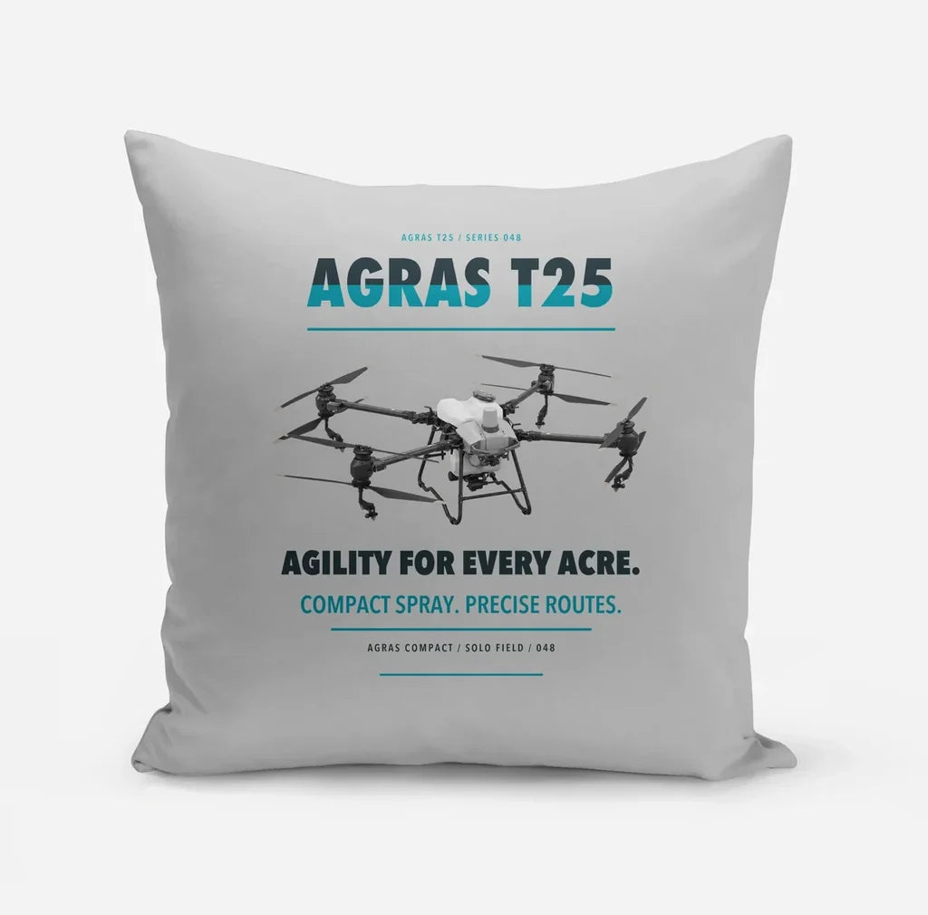 DJI Agras T25 design on light gray pillow
