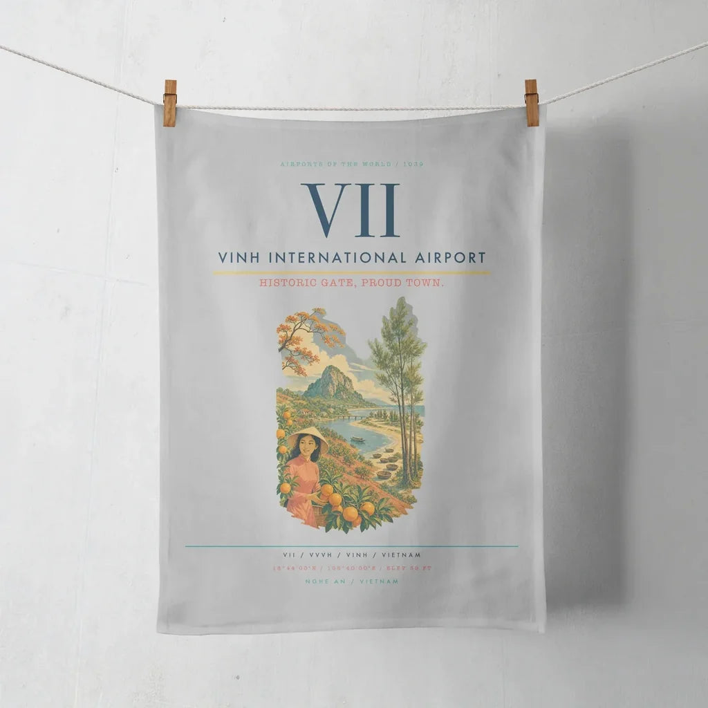 Vinh International Airport (VII) design on light gray towel