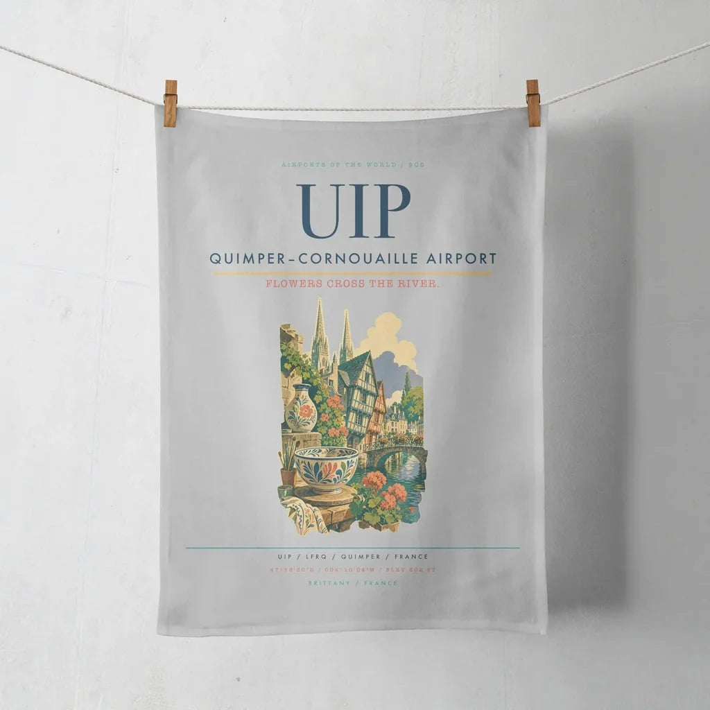 Quimper–Cornouaille Airport (UIP) design on light gray towel