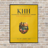 Thumbnail for Kaohsiung International Airport KHH vertical canvas print - framed - yellow background