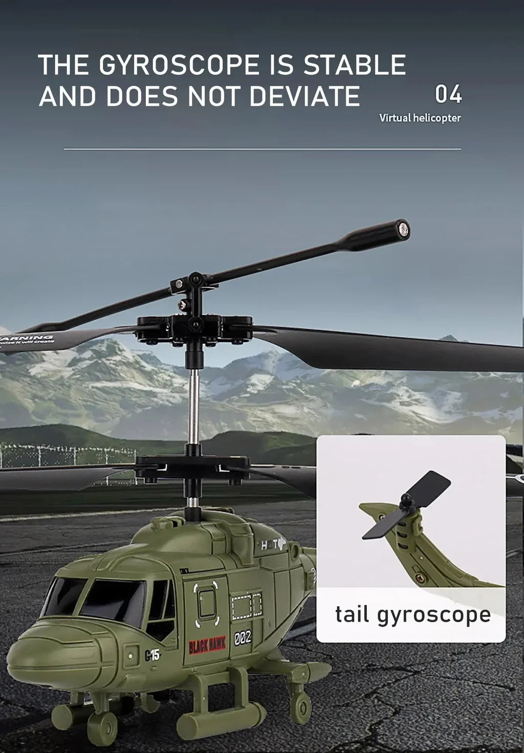 2.5CH Army Green-Style RC Drone/Helicopter (USB Rechargeable, LED) - view 12