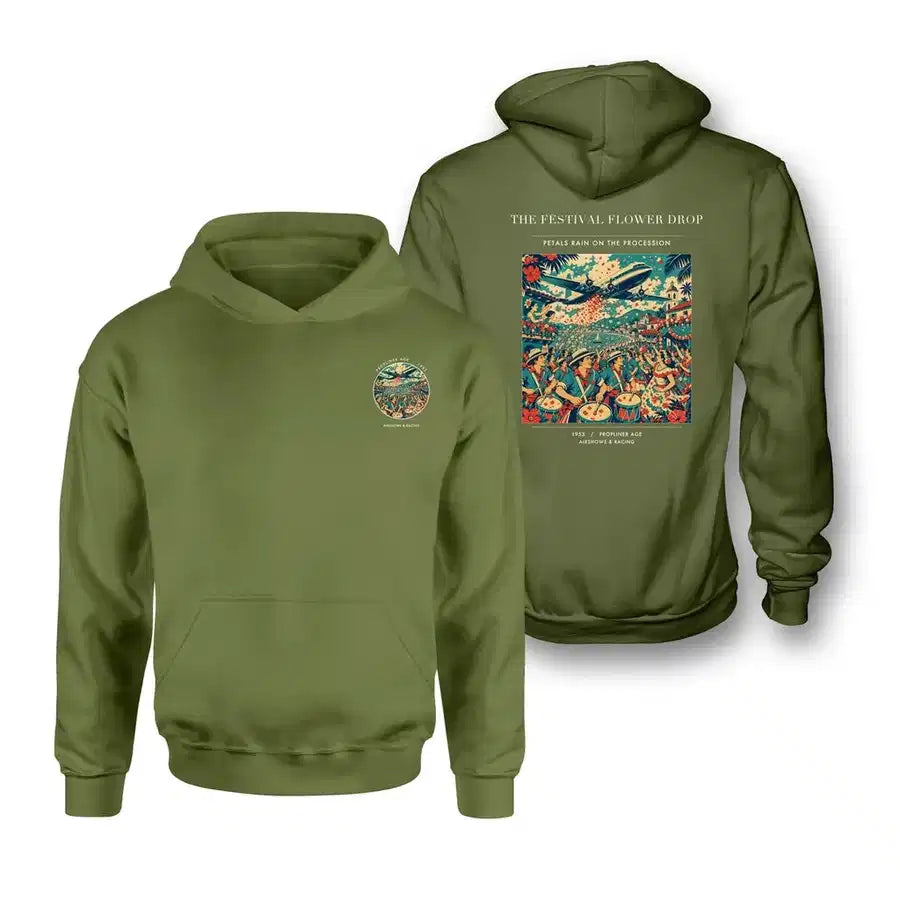 VINTAGE G4406 - The Festival Flower Drop - Double-Side Hoodie design on greenarmy double side