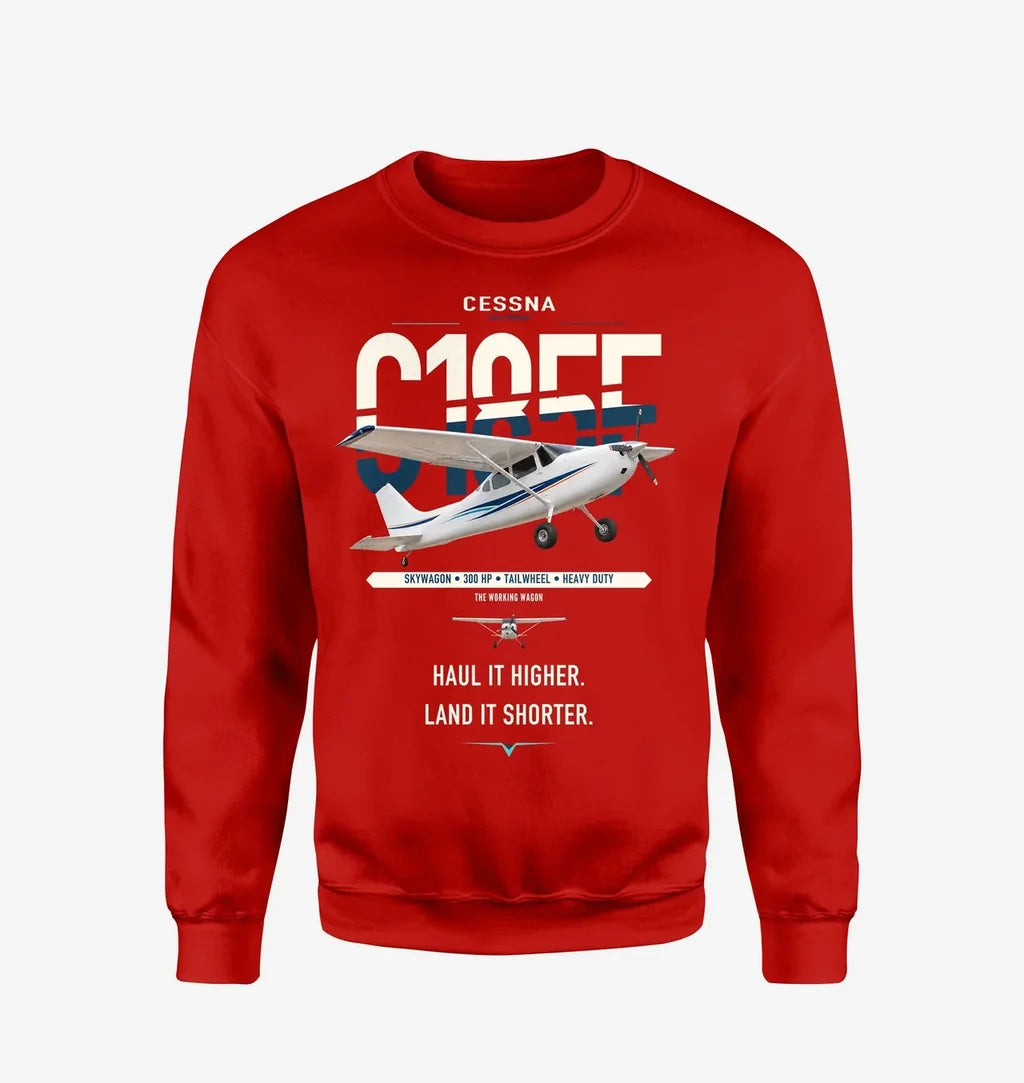 Cessna A185F Skywagon design on red sweatshirt