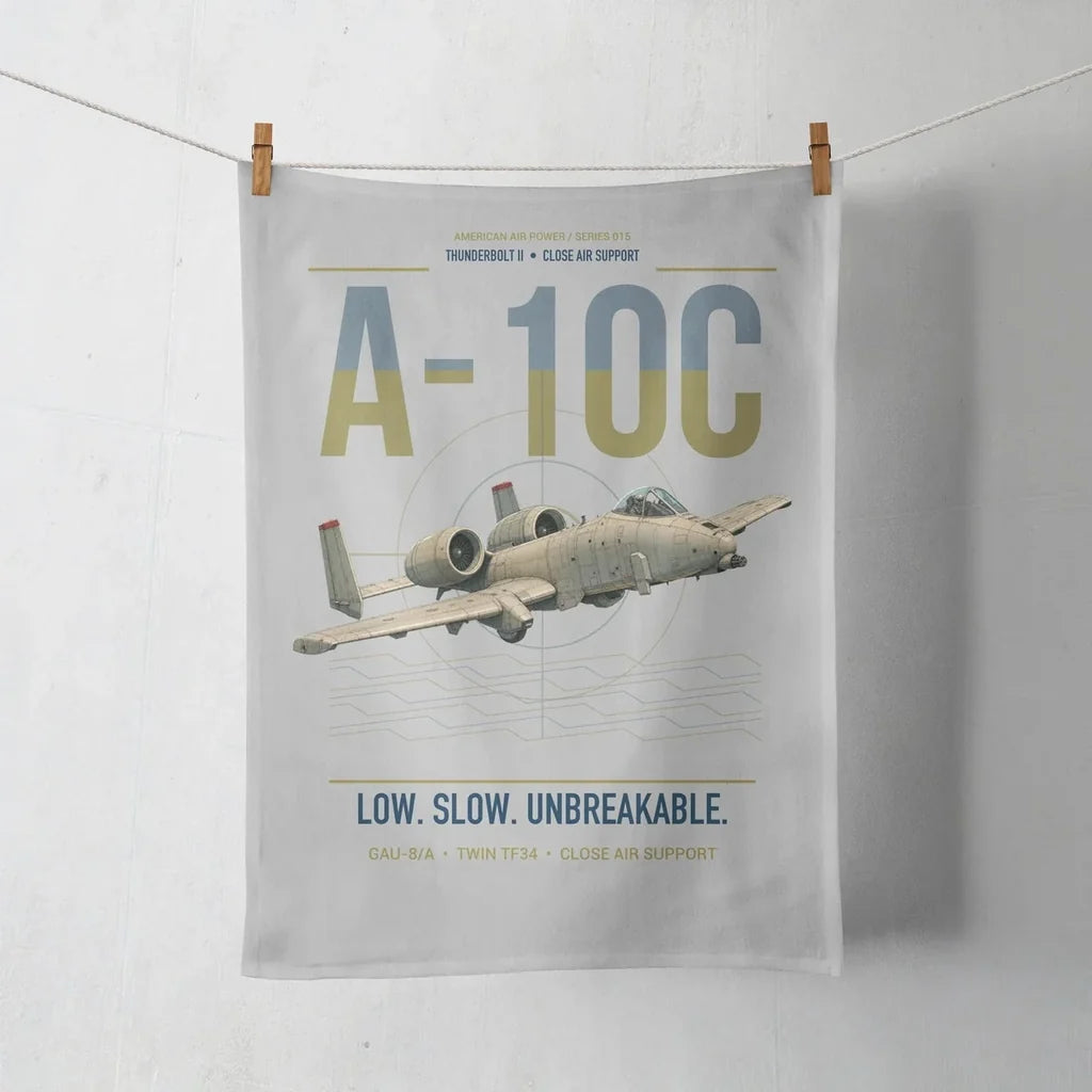 A-10C Thunderbolt II design on light gray towel