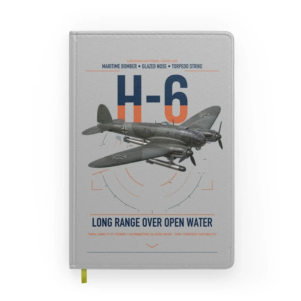 Heinkel He 111H-6 design on light gray notebook