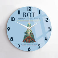 Thumbnail for Rotorua Regional Airport (ROT) design on light blue no frame wall clock