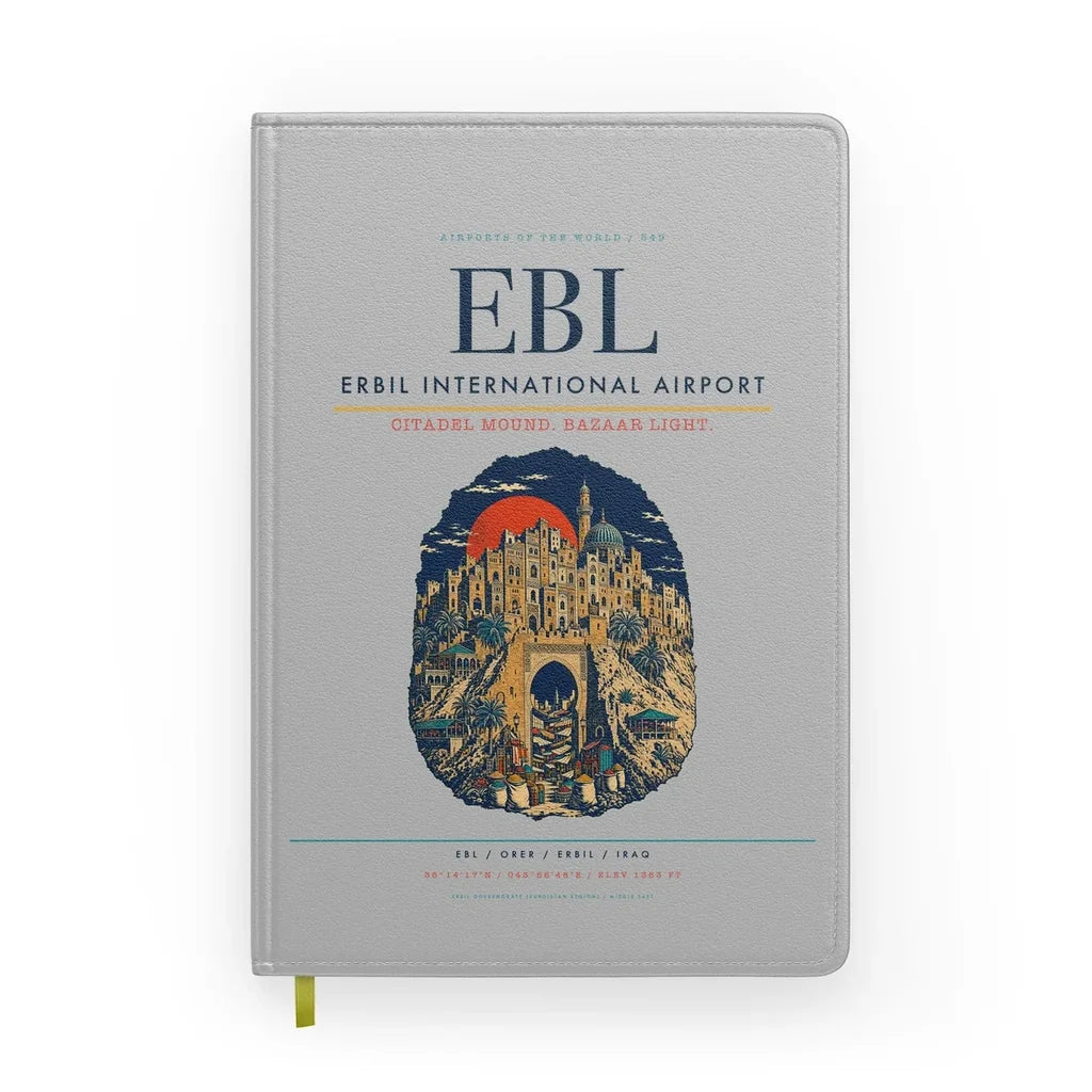 Erbil International Airport (EBL) design on light gray notebook