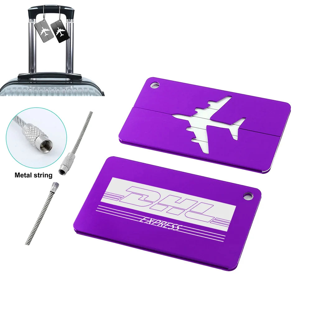 DHL Aviation Aluminum Luggage tag in purple