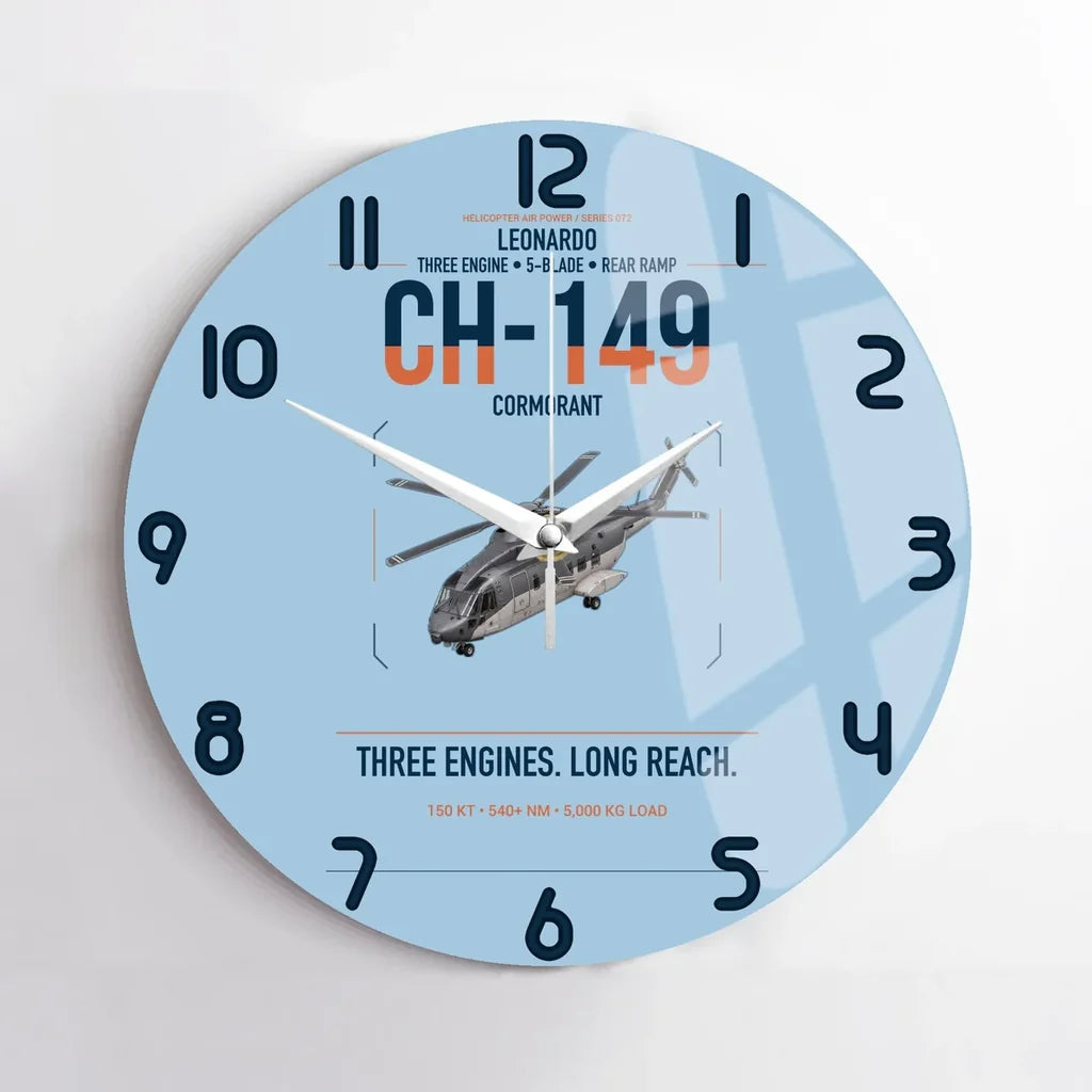 Leonardo CH-149 Cormorant design on light blue no frame wall clock