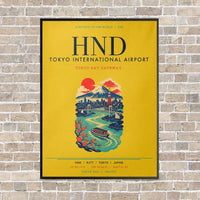 Thumbnail for Tokyo Haneda Airport HND vertical canvas print - framed - yellow background