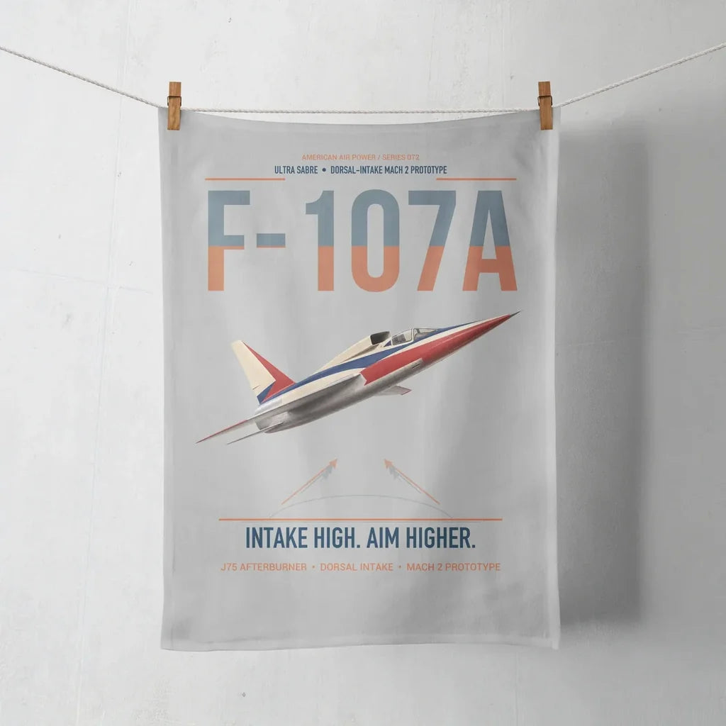 F-107A Ultra Sabre design on light gray towel