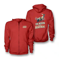 Thumbnail for SIGNAL 628 - The Mission Carries A Heartbeat - Zipped Hoodie design on red zipped hoodie