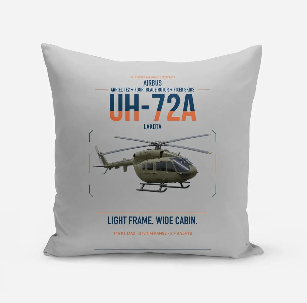 Airbus UH-72A Lakota design on light gray pillow