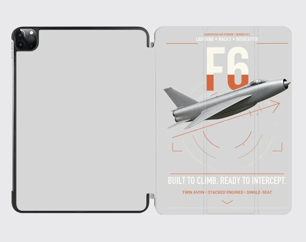 English Electric Lightning F6 design on light gray ipad tablet case