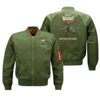 Thumbnail for NHIndustries NH90 TTH design on green bomber jacket, double-side print