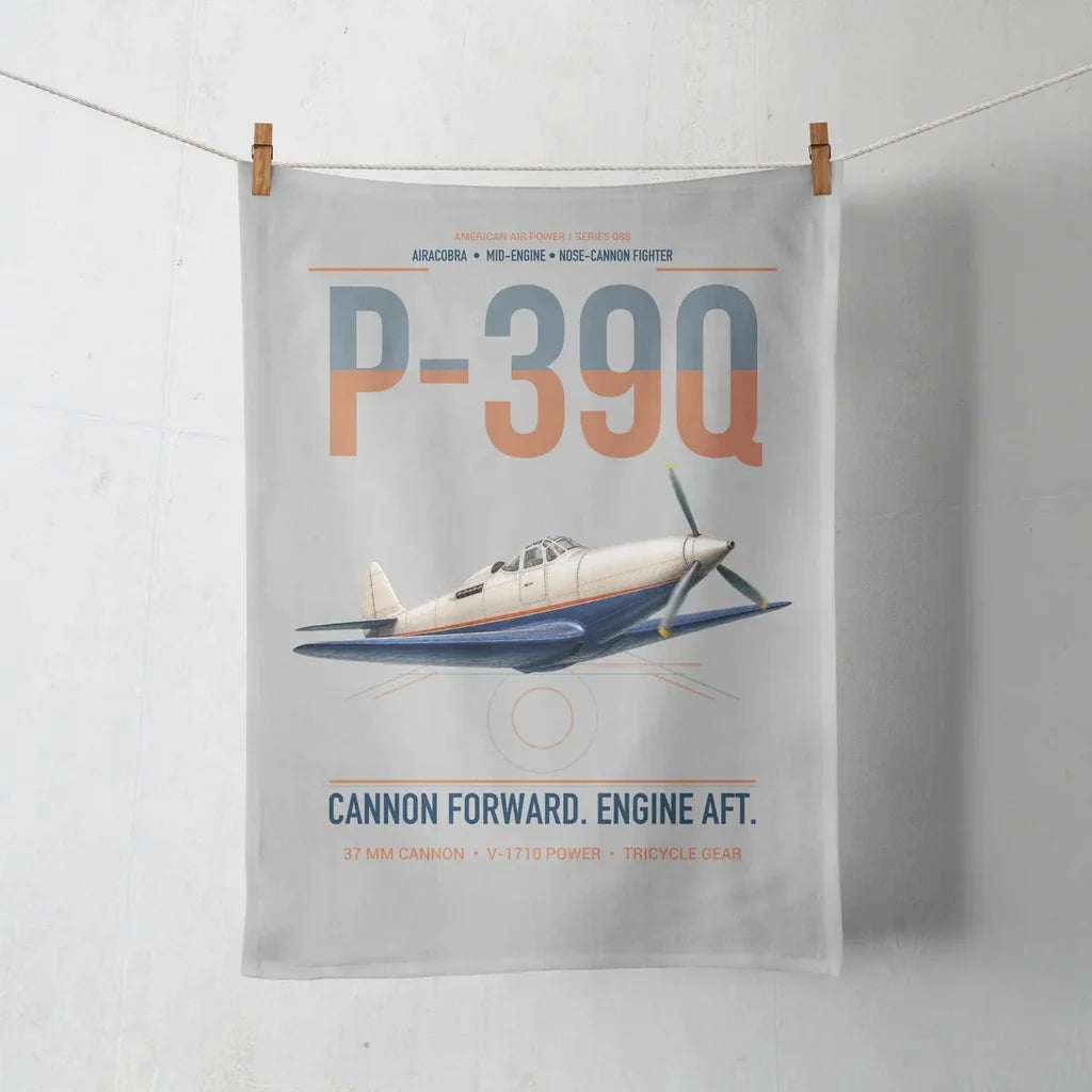 P-39Q Airacobra design on light gray towel