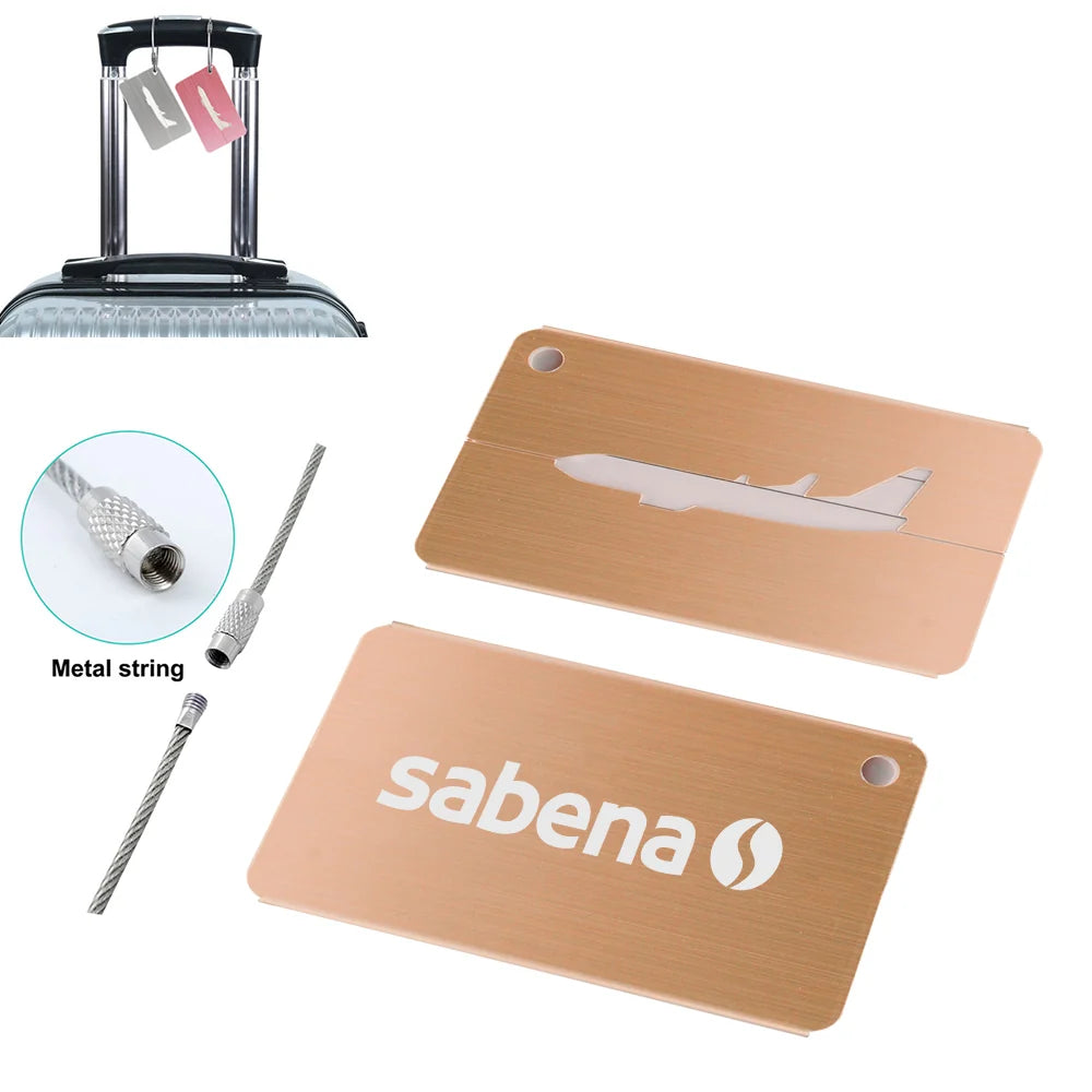 sabena Aluminum Airplane Luggage tag in gold