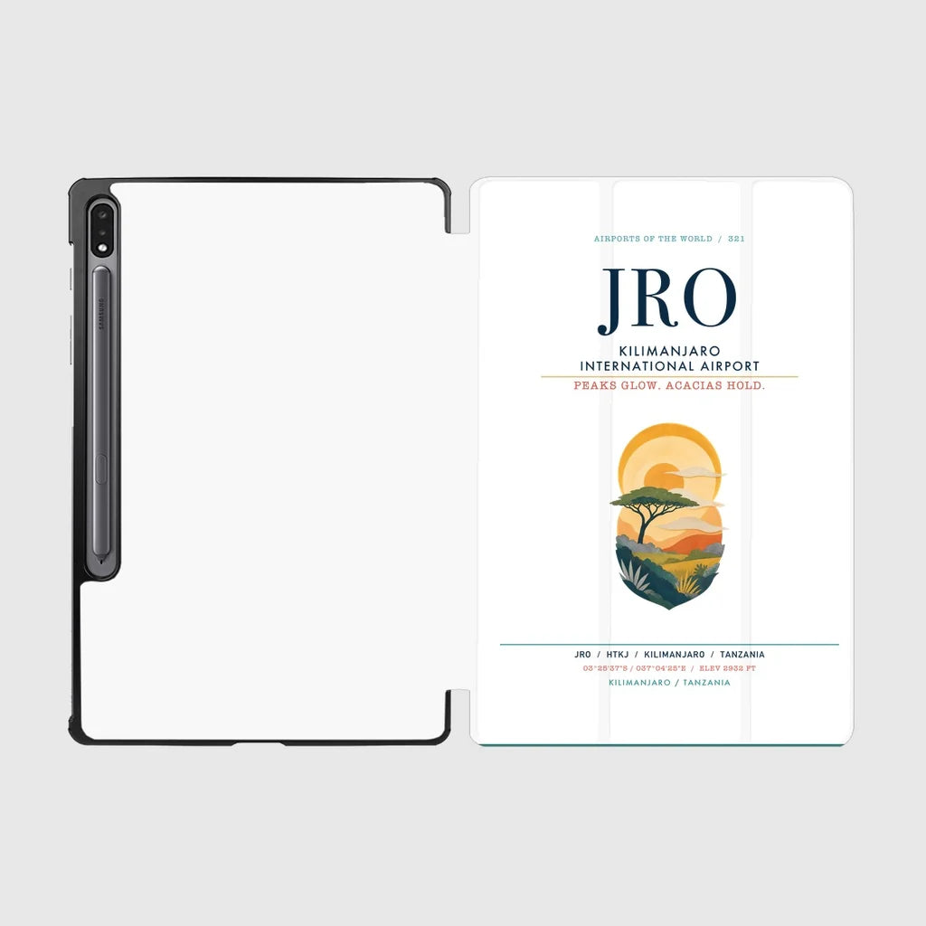 Kilimanjaro International Airport (JRO) design on white samsung tablet tablet case