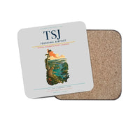 Thumbnail for Tsushima Airport (TSJ) design on light gray 1 piece coaster