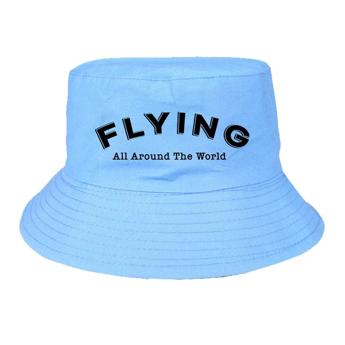 Flying All Around The World summer hat - light blue