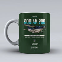 Thumbnail for Daher Kodiak 900 design on dark green ceramic mug, double-side print