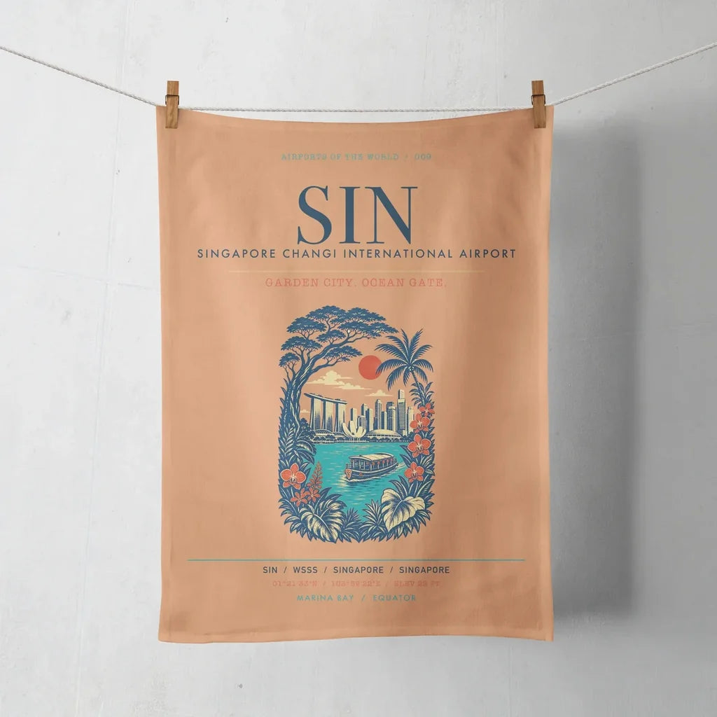 Singapore Changi International Airport (SIN) design on orange towel